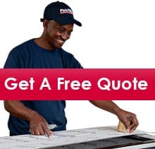 Banner with Get a Free Quote text and Working Pickfords employee